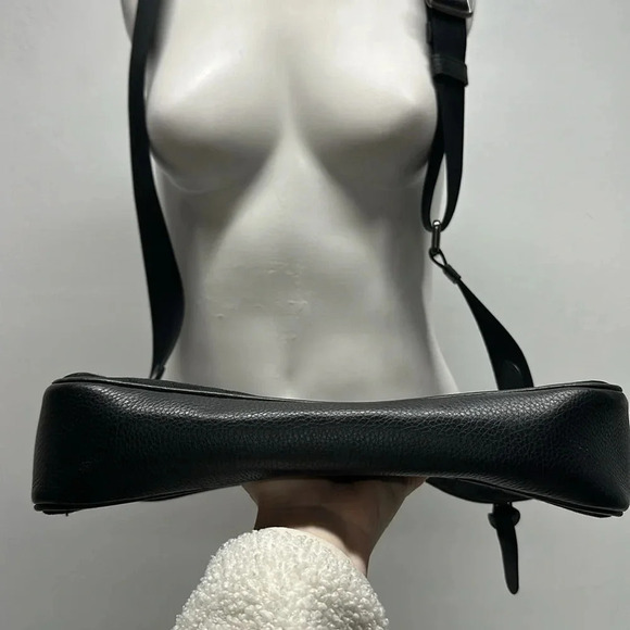 Coach Thompson Crossbody Bag Purse Jacquard Center Stripe Pebble Leather Black - Picture 7 of 12